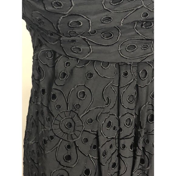 Y2K MOSCHINO CHEAP And CHIC. Black Babydoll Empire Waist. Draped Floral Eyelet M - Picture 6 of 10